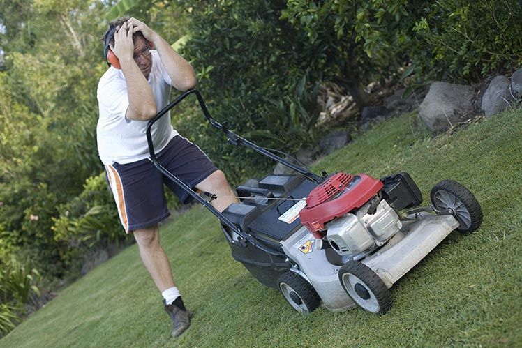 Wasting time mowing the lawn